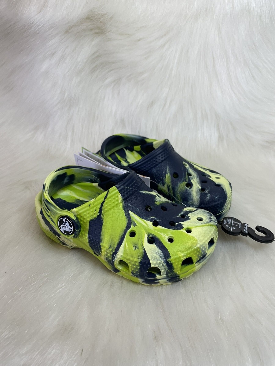 NEW Crocs Marble Blue Green Clog Shoes size C7 Kids
