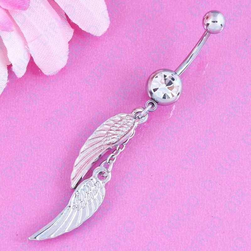 Anillo de ala en ángulo colgante-piercing de pluma de acero inoxidable ombligo ombligo anillos Foto 3 de 4