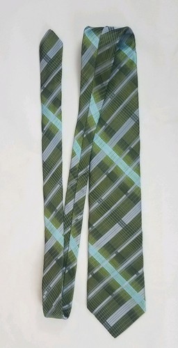 Ted Baker 100% Silk Neck Tie Green Plaid 60L 3.5W - Picture 2 of 4