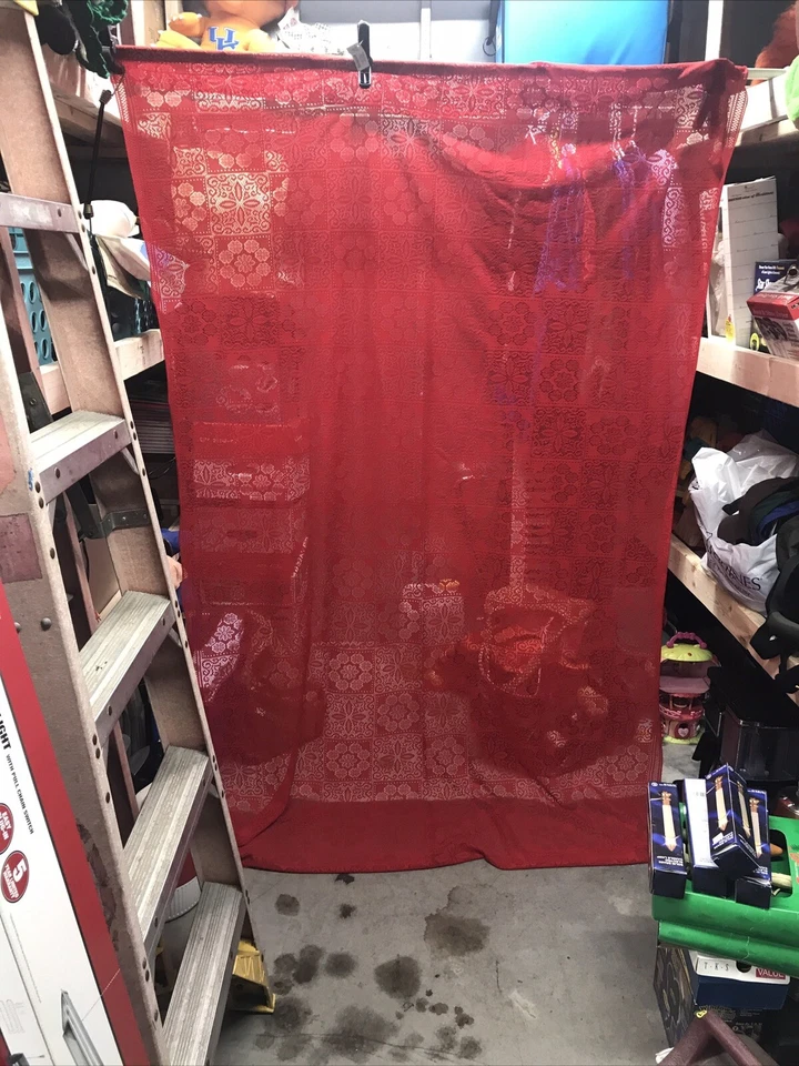 Vintage Beautiful Red Table coth 4.6 wide 8 ft long Beautiful Patterns - Image 3 of 4