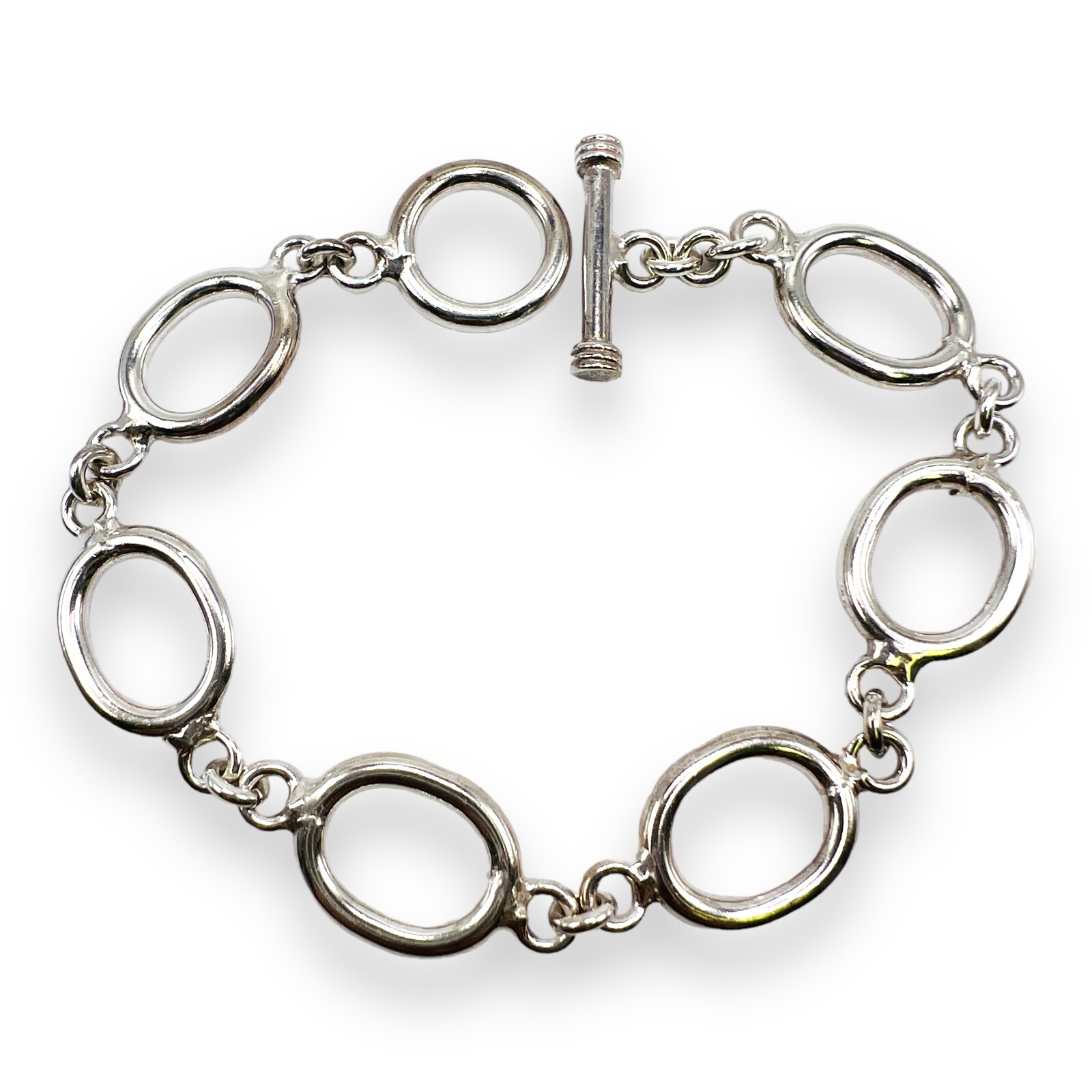 Solid 925 Sterling Silver Open Link Bracelet Mode… - image 1