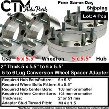 4x 2 5x5.5 To 6x5.5 108mm Bore Conversion Wheel Spacer Adapter Fit 916 Dodge