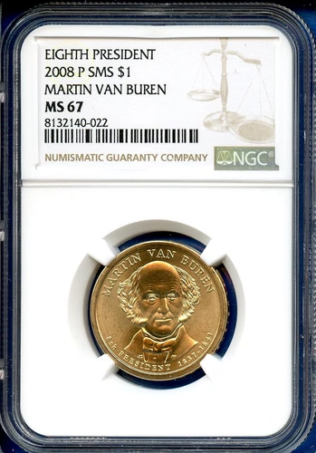 2008 P NGC SMS MS67 President Martin Van Buren $1 US Mint Coin 2008-P MS-67