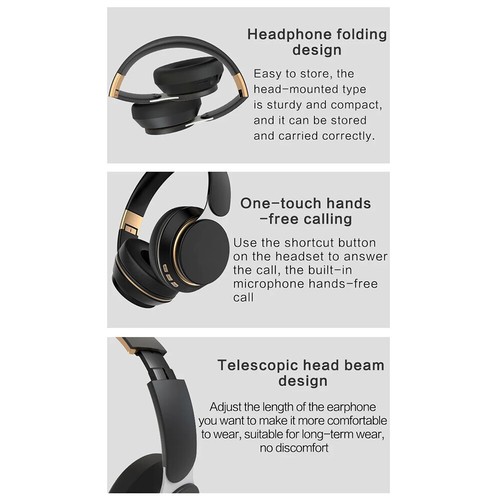 Auriculares Inalámbricos Bluetooth 5.0 Estéreo Sobre la Oreja Micrófono Plegable Tarjeta TF - Imagen 15 de 24