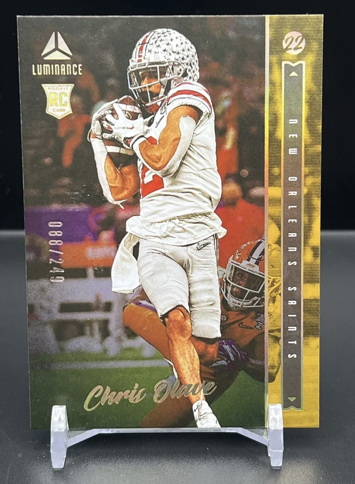 Chris Olave 2022 Luminance Football #116 Gold Parallel 88/249 Saints - Buckeyes