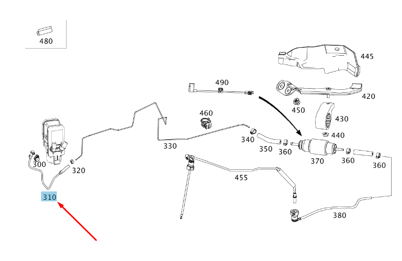 MERCEDES-BENZ C W204 Heater Fuel Line LHD A2044701524