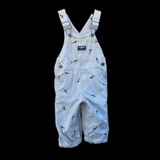 Oshkosh Toddler Vestbak Khaki Overalls Embroidered Lizard Dinosaurs Sz 18 Months