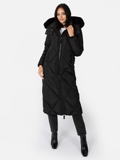 Lovedrobe Black Longline Coat With Removable Faux Fur Hood