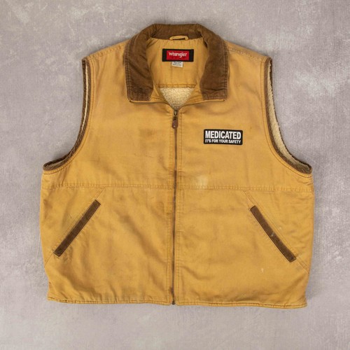 Wrangler Vintage 90s Medicated Workwear Gilet Jacket 2XL Men's Beige Company - Imagen 1 de 7