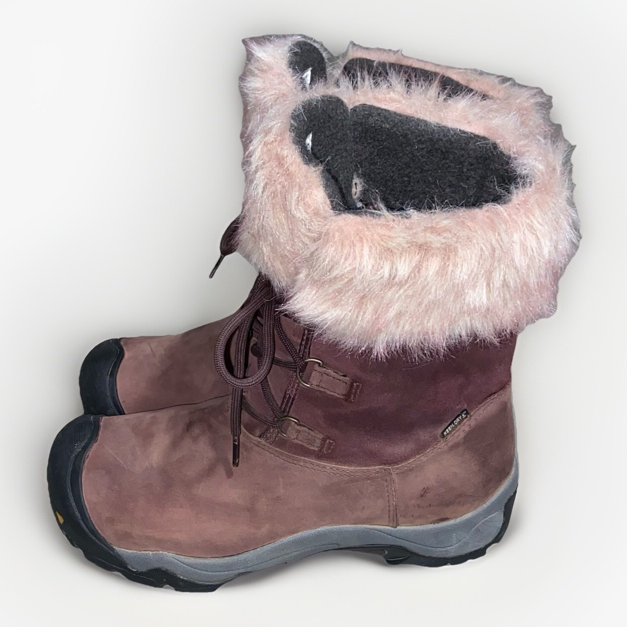 Stivali da trekking KEEN pelliccia sintetica impermeabili donna taglia 9 5 scarpe invernali rosa marrone