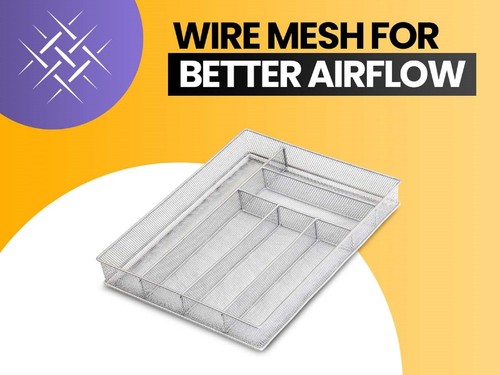 Metal Silverware Organizer for In-Drawer Cutlery Storage, 5 Compartment Mesh ... - Picture 4 of 5