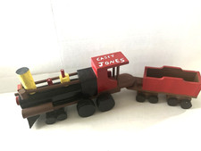 Hand Crafted Wooden Train Set with Engine  Coal Car Handmade