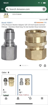 #ad 2PCS Pressure Washer Adapter 3 8 1 4” Quick Connect Fittings $2.00