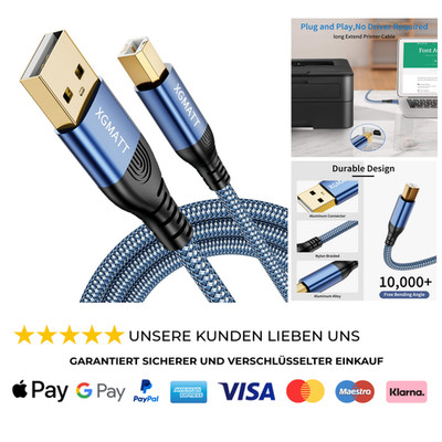 USB Druckerkabel 3M USB A auf B Hochgeschwindigkeits Scanner kompatibel Lexmark