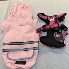 Lot Dog Clothes Medium Raincoat, And New Harness