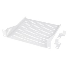 1U Server Rack Shelf 7.87 Inch Depth Vented Mount Tray 10 Inch Network White