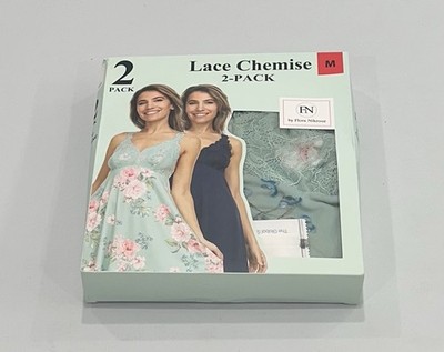 FN By Flora Nikrooz Women's 2-Pack Lace Chemise, Navy/Green, Size M