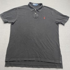 Polo Ralph Lauren Polo Shirt Mens Large Black Cotton Red Pony Logo Short Sleeve