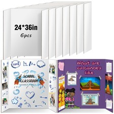 Trifold Poster Board 6 Pack, IKAYAS 24 X 36 Inch Double Sided White Poster Board