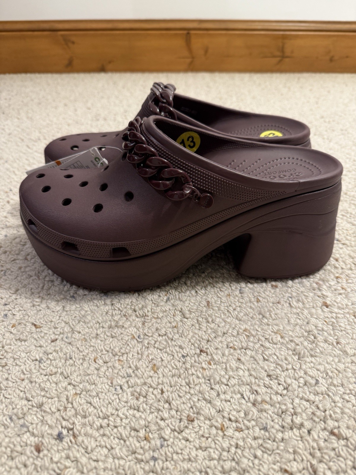 CROCS Siren Dark Cherry Chain Clog Platform Heel Waterproof Women's Size 15-image