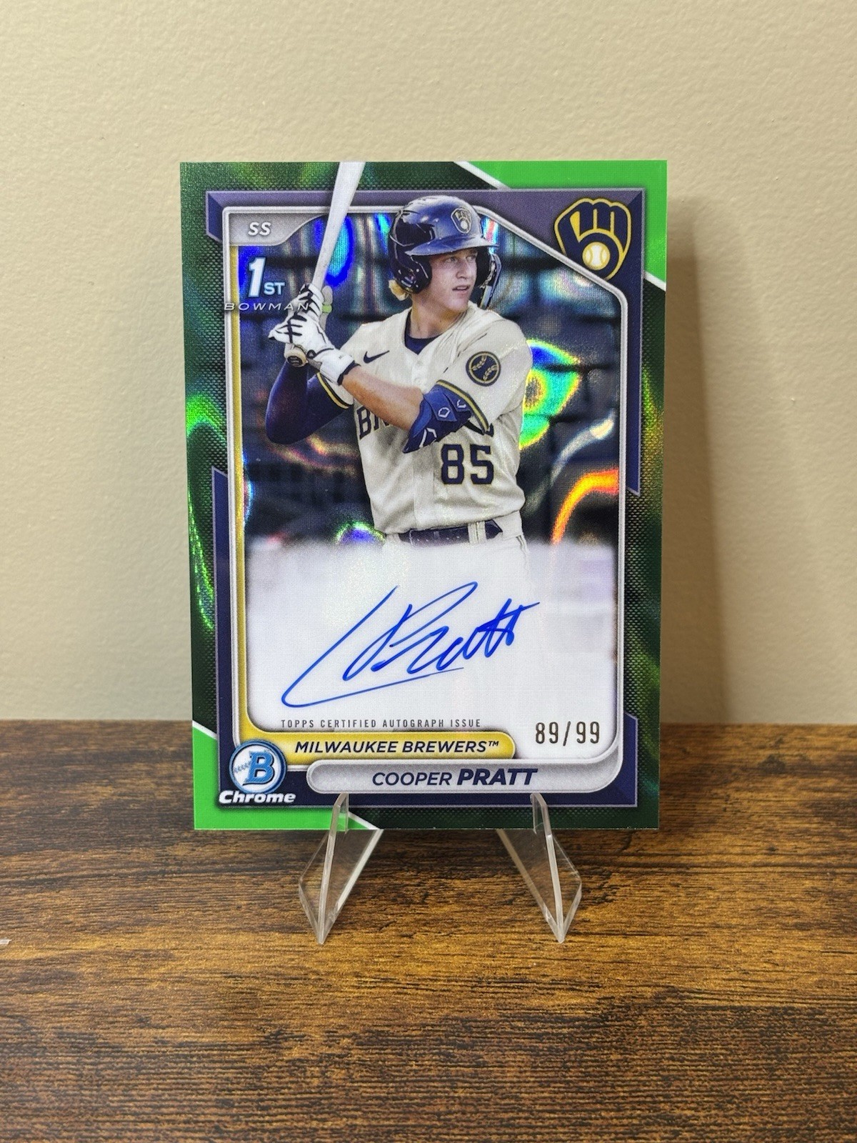 2024 Bowman Cooper Pratt Chrome 1st Green Lava Auto /99