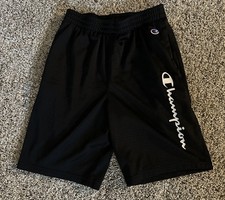 Champion Boys Vertical Script Mesh Shorts Black Size Youth L