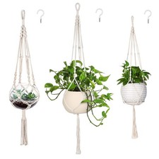 MIPON 3 Pack Macrame Plant Hangers 46"/41"/34" approximate lengths , Ivory
