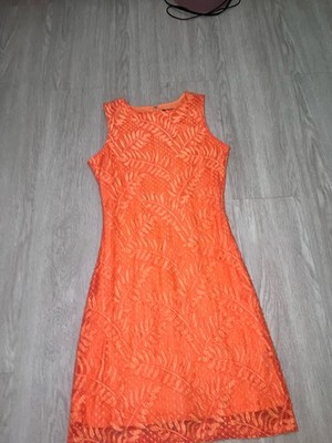 Sharagano Orange Lace Shift Dress 6