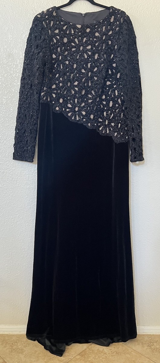 【TADASHI SHOJI】SINNOTT CHENILLE 刺繍入りガウン NEW TADASHI SHOJI Sinnott Chenille Embroidered Gown in BLack