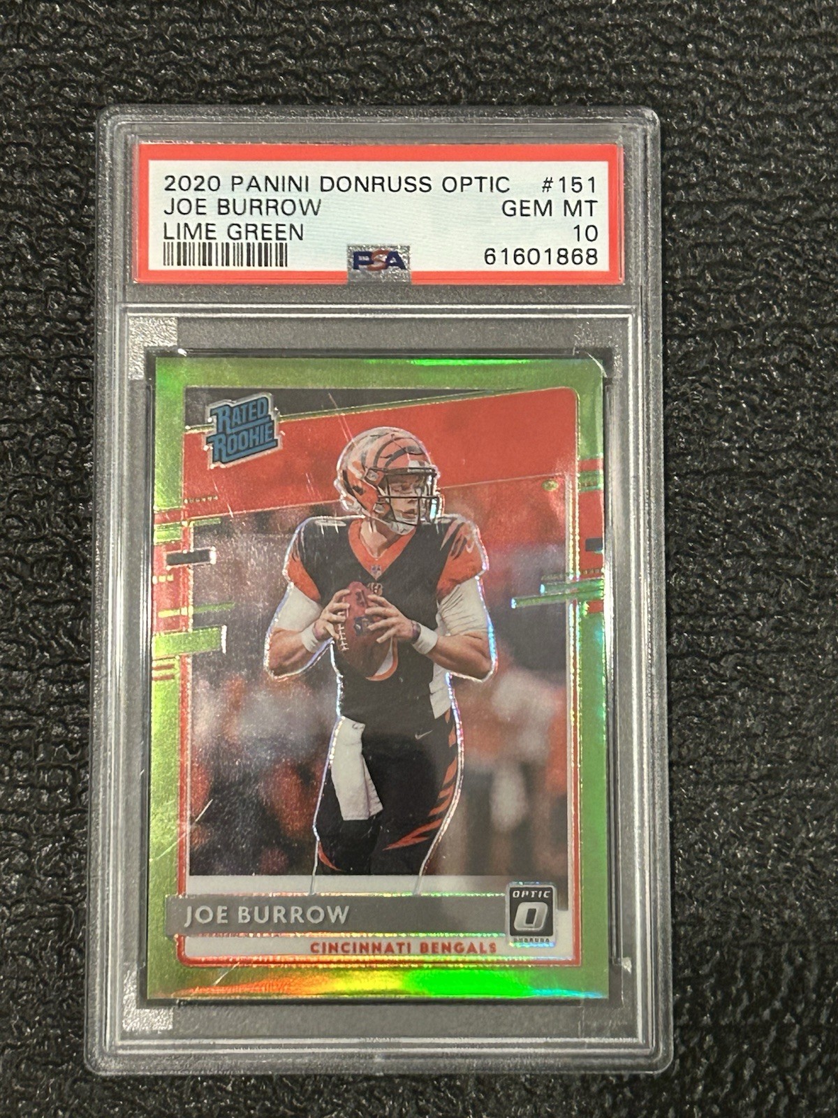 2020 Donruss Optic Joe Burrow Lime Green Rated Rookie /35 PSA 10 Bengals RC