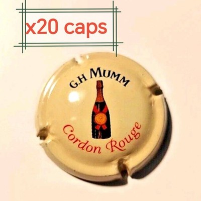 x20 Champagnerkapseln G.H. MUMM rote Kordel (creme mit Flasche)