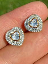 Double Heart Stud Earrings 14K Yellow Gold plated
