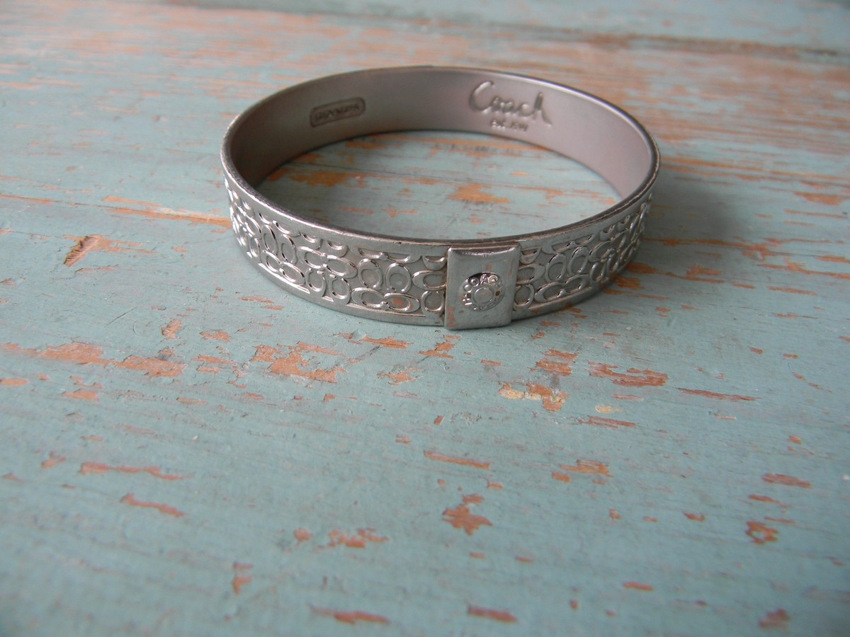 Coach Monogram Signature C Silver Tone Bangle Bracelet | eBay