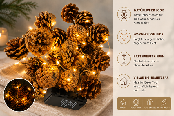 Weltbild Led Lichterkette Zapfen 30 Leds Weihnachtsbeleuchtung Deko-image