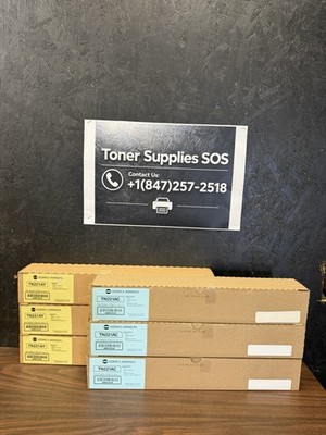 6 Genuine Konica Minolta TN221 Toner 3 Cyan 3 Yellow C227 C287 OEM New