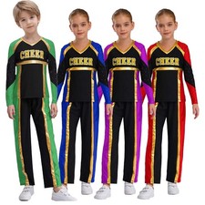 Kids Cheerleading Outfit Team Spirit Top With Pants Stage Wear Cheer Uniform