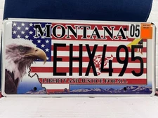 LIBERTY AND JUSTICE FOR ALL  PATRIOT(MT VETERAN AFFAIRS) MONTANA LICENSE PLATE