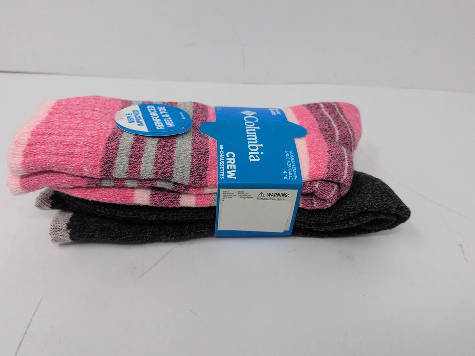 Columbia Women's Moisture Control Crew Socks In Camelia Rose Stripe - 2 Pack - Image 2 of 4