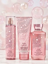 Bath Body Works Pink Suede 3 Piece Set