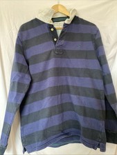 Joules Onside Long Sleeve Rugby Top Size L Blue Stripe Cotton