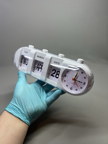 Perpetual Desk Calendar with Alarm Clock Manual Flip Score Board Vintage Decor - Picture 21 of 22
