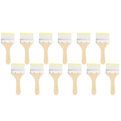 12 Pcs Paint Brush Set, 7 in Nylon Bristle Flat Brushes, #12 Yellow/White