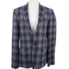 Ben Sherman Men XL Blazer Shadow Plaid Wool Blend Y2K Tailored Mod British Indie