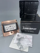 Pop up Floor Electrical Outlet Cover Box Kit 4.8A USB Charger 20A Waterproof Gld