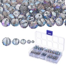 712Pcs Rondelle Crystal Beads 3-10mm Faceted Glass Loose Beads Blue Purple
