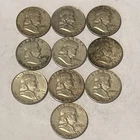 Lot of 10 90% Silver Franklin Half Dollars US COINS