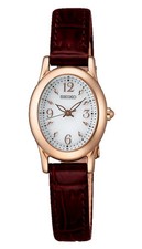 Image of SEIKO Selection SWFA148 Ladies Solar White Dial Brown Leather Strap New R8041069
