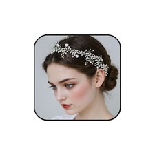 Flower Hair Vines Bride Wedding Silver Crystal Headpiece Rhinestone Leaf