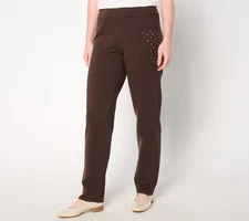 Quacker Factory Regular DreamJeannes Flat Waistband Straight Leg Pull-On Pants E