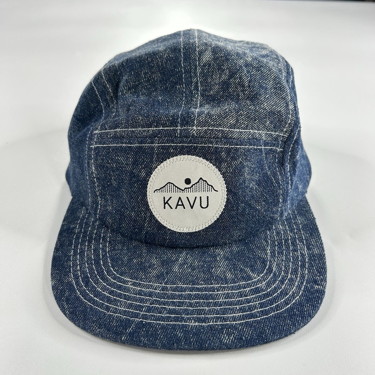 KAVU Denim Strapback Hat Blue Cotton Camp Cap Outdoor Adjustable